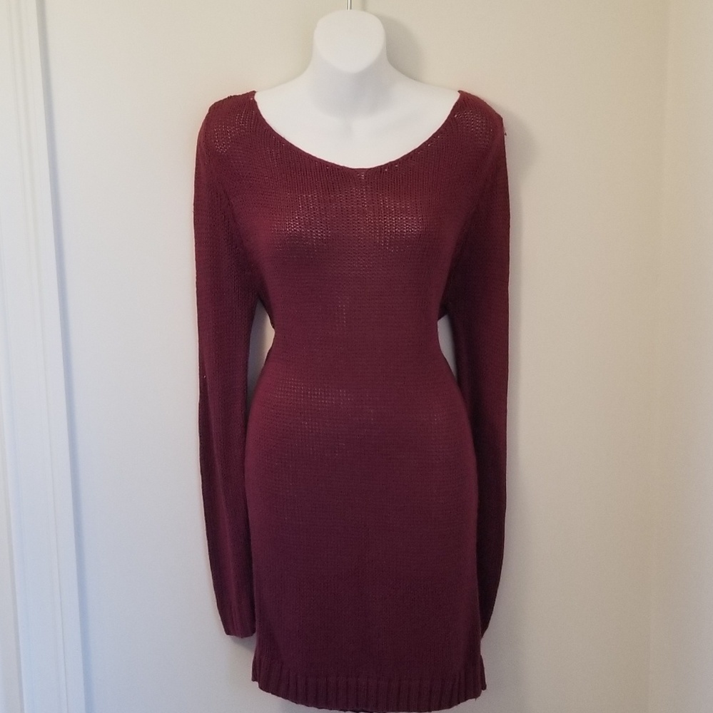 Kiwi Tucker Burgundy Sweaterdress